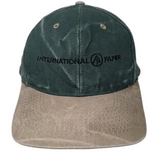 Kati 5 Panel Green Beige One Size International Paper Logo Slideback Hat Canvas